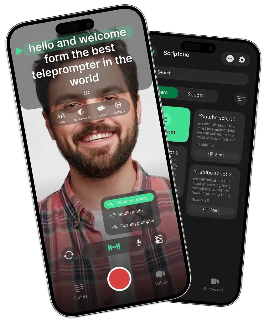Scriptcue teleprompter scrolling while recording